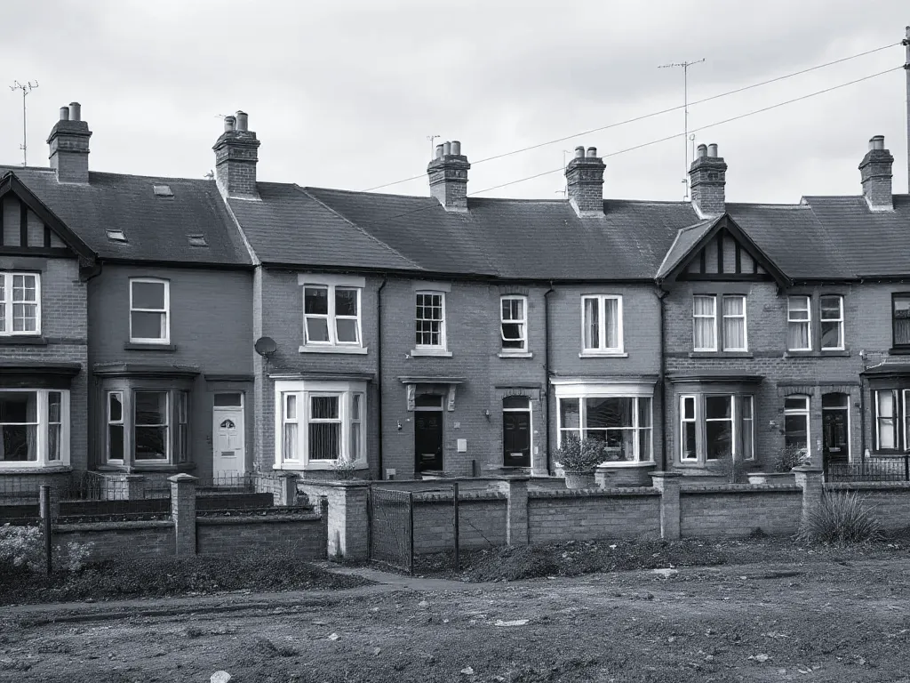 The site involved in Victorian terraced housing, near Leicester, seen from a distance